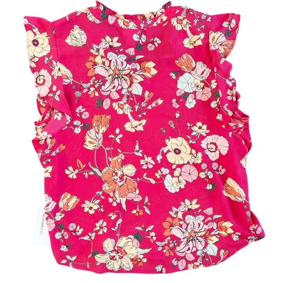 Liz Claiborne Floral Sleeveless Blouse Spring Easter NEW NWT pink Easter L #908 - Picture 10 of 10